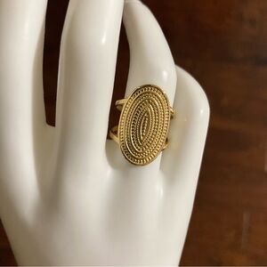 NEW Gold Statement Ring Adjustable Gold Stainless Steel Oval